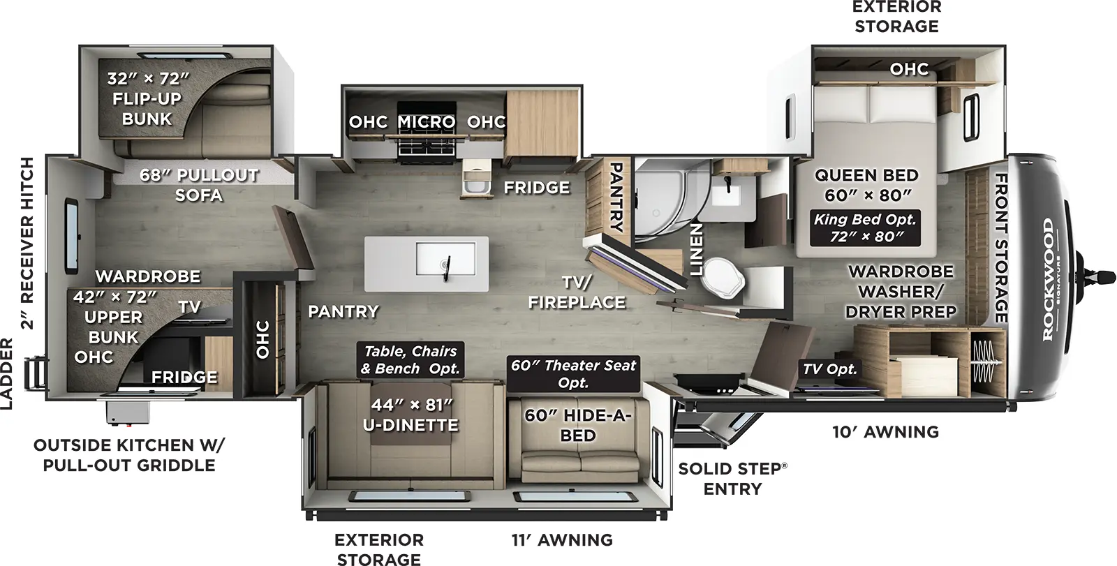 Rockwood Signature Travel Trailers 8336BH Floorplan